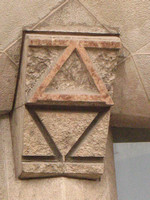 Stylized Alpha Omega on the Passion Facade