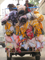 Fabrics hauled away for washing